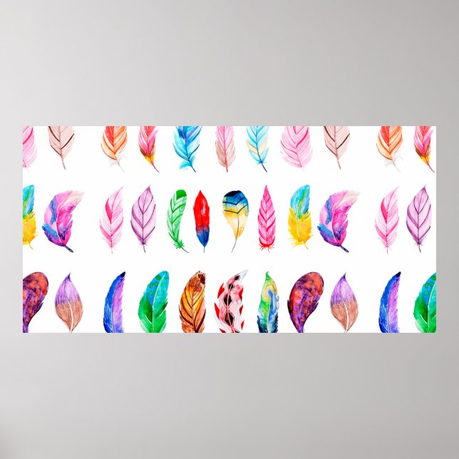 Beautiful Watercolor Feather Collection Poster (Framsidan)