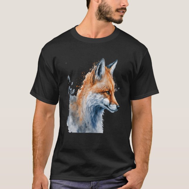 Beautiful Watercolor Fox Portrait T Shirt (Framsida)