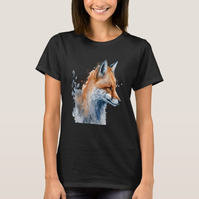 Beautiful Watercolor Fox Portrait T Shirt (Framsida)