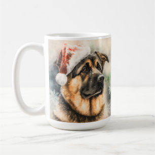 BEAUTIFUL WATERCOLOR TYMAN SHEPHERD HUND KAFFEMUGG