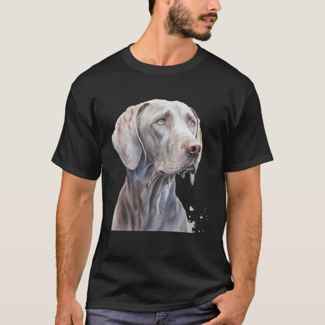 Beautiful Watercolor Weimaraner Portrait T Shirt (Framsida)