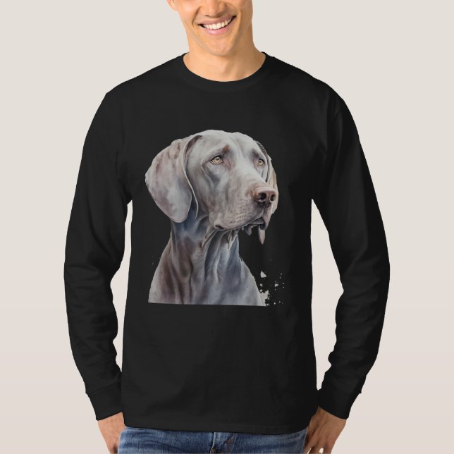 Beautiful Watercolor Weimaraner Portrait T Shirt (Framsida)