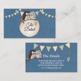 Beautiful Wedding Blue Brown Owl Glitter Detail Tilläggskort