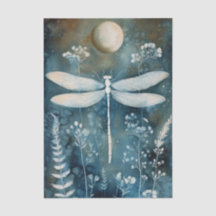 Beautiful White Dragonfly Cyanotype Printing