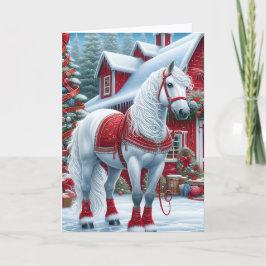 Beautiful White Horse Christmas Helgkort