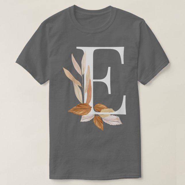 Beautiful White Letter E Fall Autumn Initial Leave T Shirt (Design framsida)