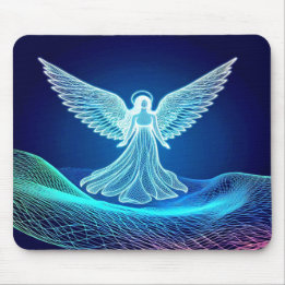 Beautiful White Neon Angel Computer Mousepad Musmatta