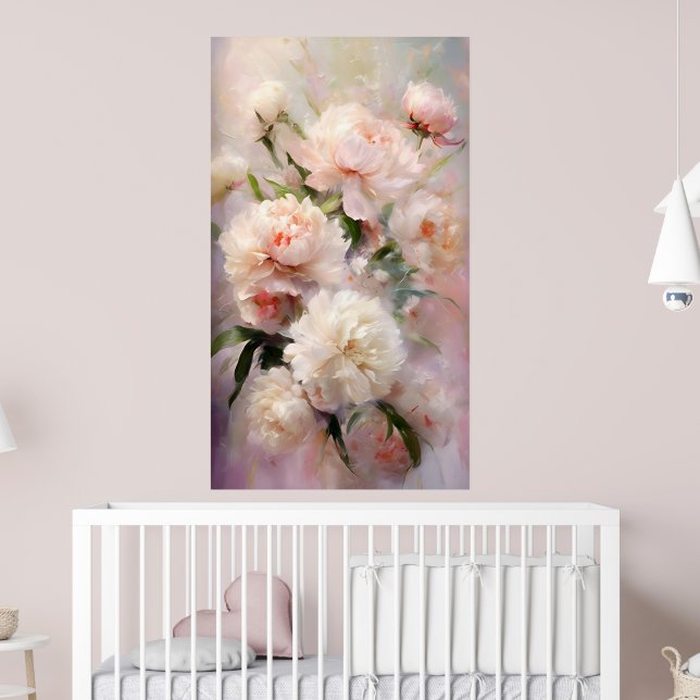 Beautiful White & Pink Peonies On Pink Background Poster (Barnkammare 2)