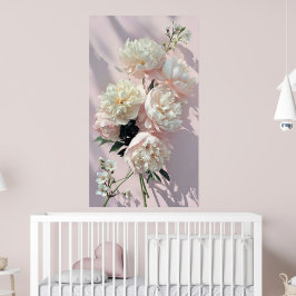 Beautiful White & Pink Peonies On Pink Background Poster