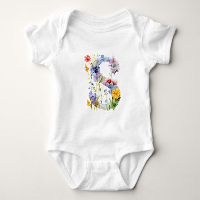 Beautiful Wildflower Butterfly Monogram T Shirt (Framsida)