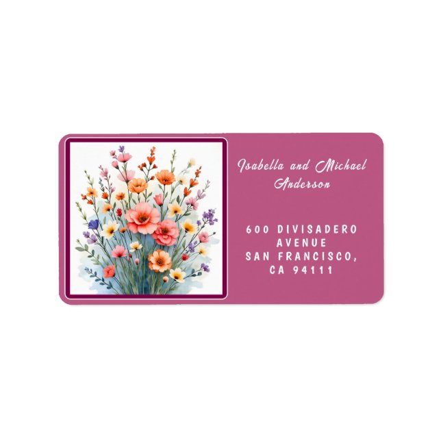 Beautiful Wildflowers Trendy Luxury Collection Adressetikett (Framsidan)