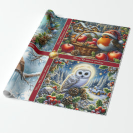 Beautiful Winter Birds Christmas Wrapping Paper Presentpapper