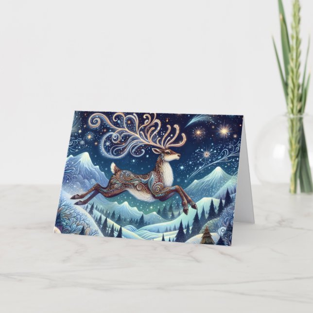 Beautiful Winter Stag Christmas Holiday Card Helgkort (Framsida)