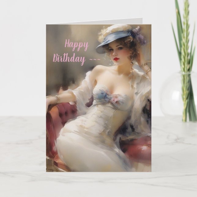 BEAUTIFUL WOMAN INSIDE OCH OUT BIRTHDAY CARD TACK KORT (Framsida)