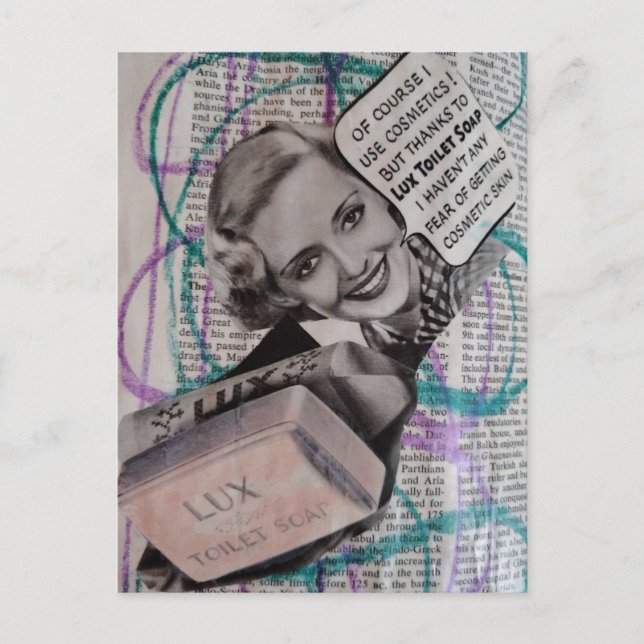 Beautiful Woman Toilet Soap Collage Vykort (Framsida)