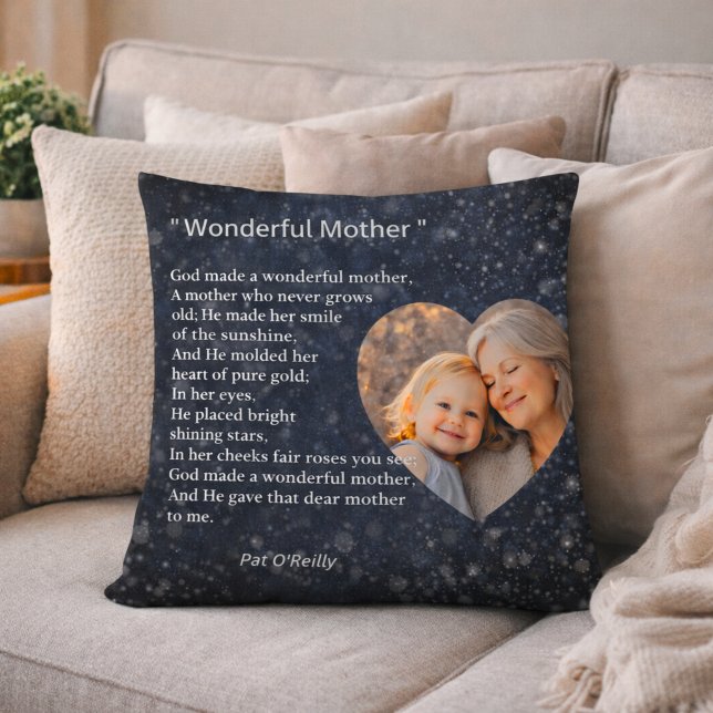 Beautiful “Wonderful Mother” Poem Cushion Gift Kudde (Skapare uppladdad)