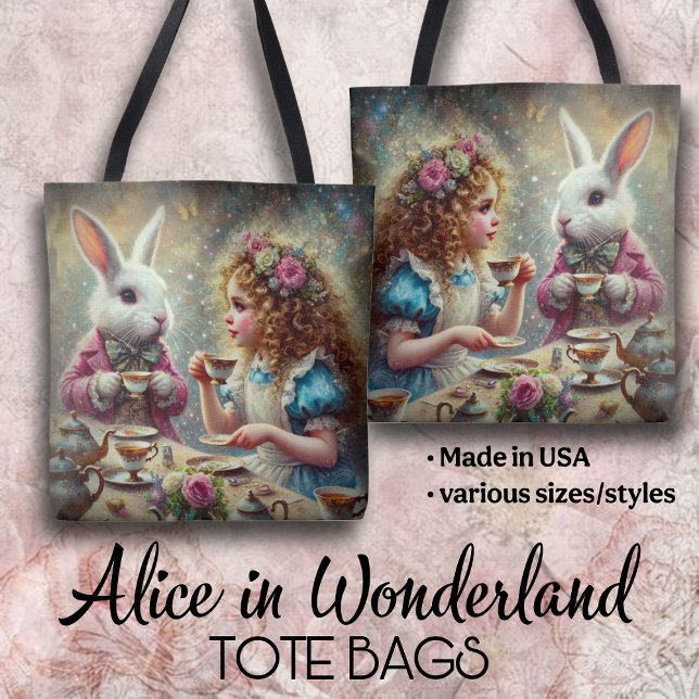 Beautiful Wonderland Tea Party Alice & Rabbit Tygkasse (Skapare uppladdad)