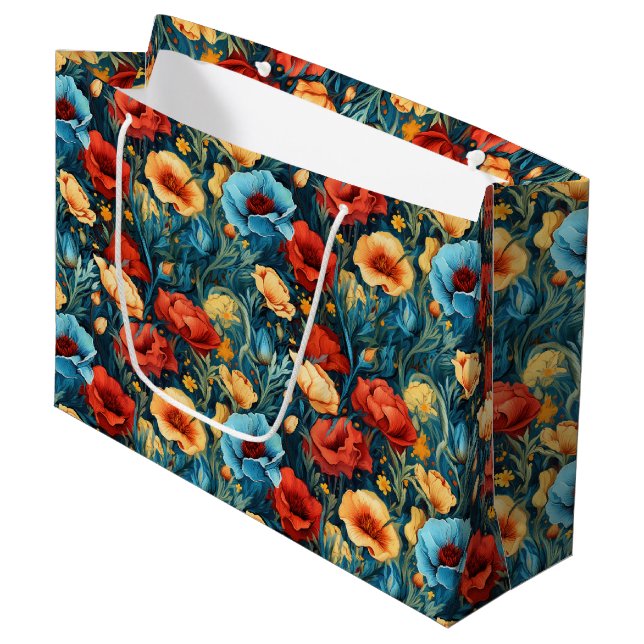 Beautiful Yellow Blue and Red Flowers Pattern (Framsidan Vinklad)