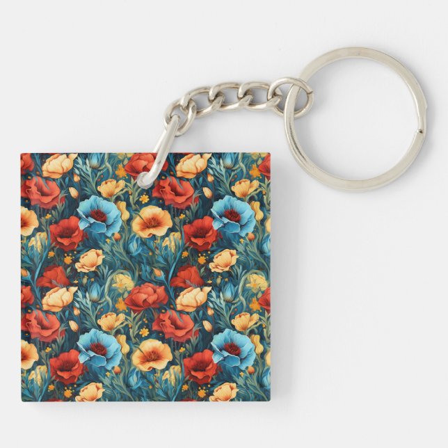 Beautiful Yellow Blue and Red Flowers Two-sided (Baksidan)