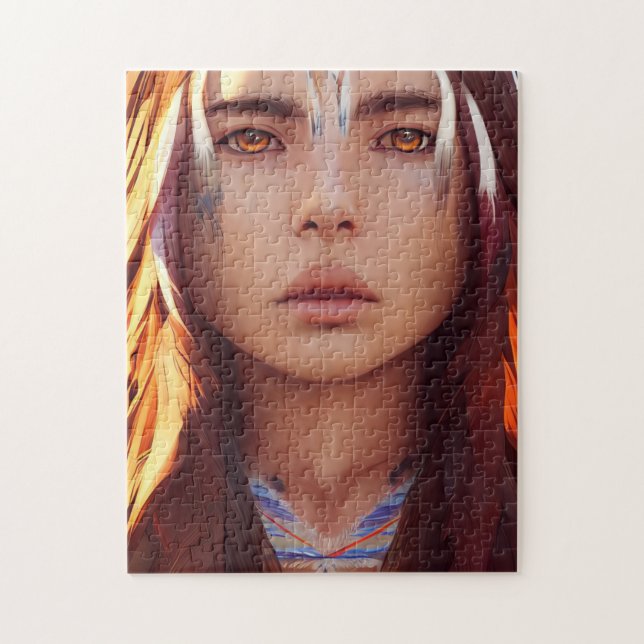 BEAUTIFUL YOUNG INDIAN NATIVE GIRL JIGSAW PUZZZLE PUSSEL (Vertikal)