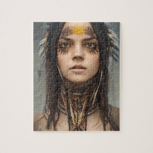 BEAUTIFUL YOUNG INDIAN NATIVE GIRL JIGSAW PUZZZLE PUSSEL (Vertikal)