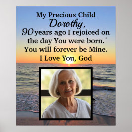 BEAUTIFULL 90:E BIRTHDAY PERSONLIG PHOTO POSTER