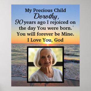 BEAUTIFULL 90:E BIRTHDAY PERSONLIG PHOTO POSTER