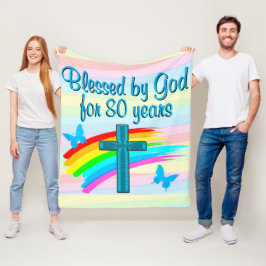 BEAUTIFULL BLUE KOR 80:E BIRTHDAY FLEECE BLANKET