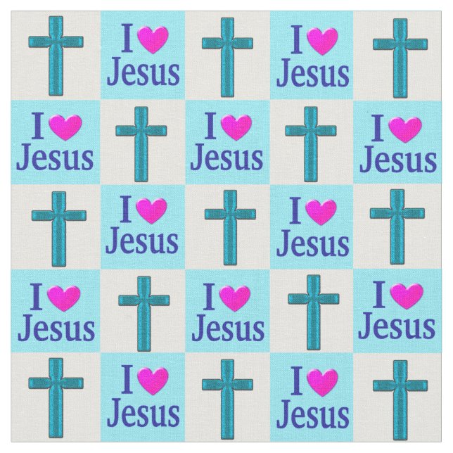 BEAUTIFULL BLUE KOR I KÄRLEK JESUS FABRIC TYG (Närbild)