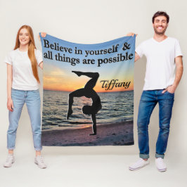 BEAUTIFULL PERSONLIG GYMNASTICS FLEECE BLANKET