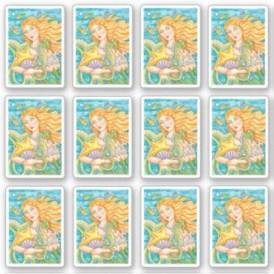 BEAUTIFULL SJÖJUNGFRU, STARFISK OCH SJÖFARTSFÖRSÄK KLISTERMÄRKEN