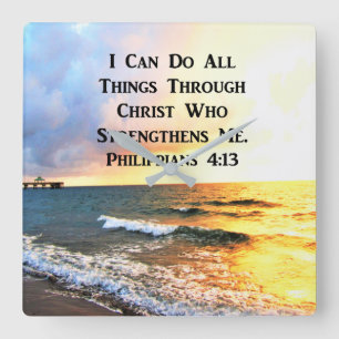 BEAUTIFULLA PHILIPPIANER 4:13 SCRIPTURE PHOTO FYRKANTIG KLOCKA