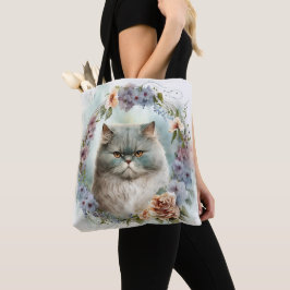 BEAUTIFULLA VATTENFÄRGER GRÅTT PERSIAN CAT-FLÖDEN TYGKASSE