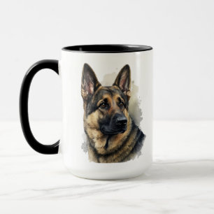 BEAUTIFULLA VATTENFÄRGER TYSKA SKEPHERD-HUND MUGG