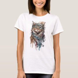 BEAUTIFULLT ABSTRAKT VATTENFÄRGGRUNGE CAT T SHIRT