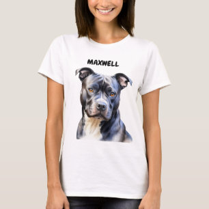 BEAUTIFULLT BLACK OCH VITPIT BULL TERRIER-HUND T SHIRT