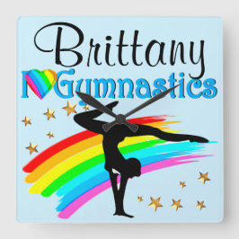 BEAUTIFULLT BLÅDA PERSONLIG GYMNAST KLOCK FYRKANTIG KLOCKA