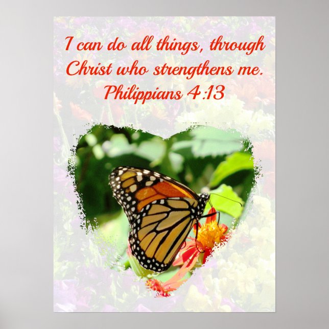 BEAUTIFULLT BUTTERFLISKA FILIPPIANER 4:13 BIBLE VE POSTER (Framsidan)