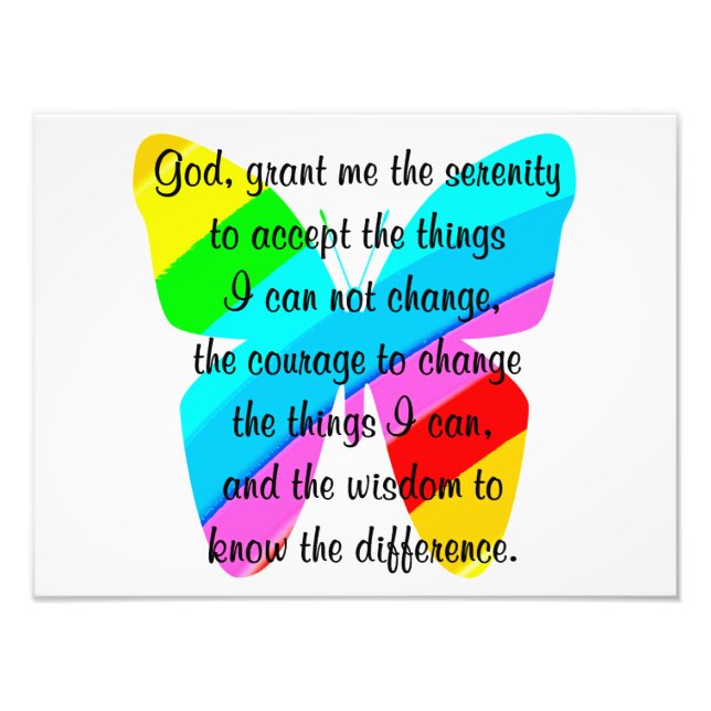 BEAUTIFULLT BUTTERFLY SERENITY PRAYER DESIGN FOTOTRYCK (Framsidan)