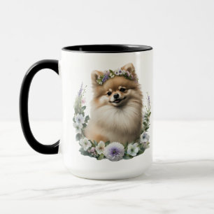 BEAUTIFULLT FLUFFY WATERCOLOR POMERANIAN HUND MUGG