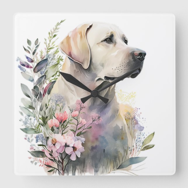 BEAUTIFULLT HUND FÖR LABRADOR-RETRIEVER-GULT FYRKANTIG KLOCKA (Framsida)