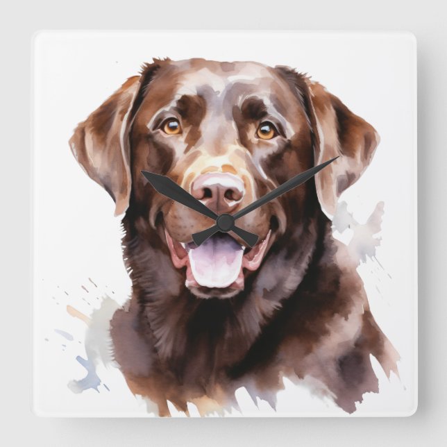 BEAUTIFULLT KOKOLATLABRADOR-HUND FYRKANTIG KLOCKA (Framsida)