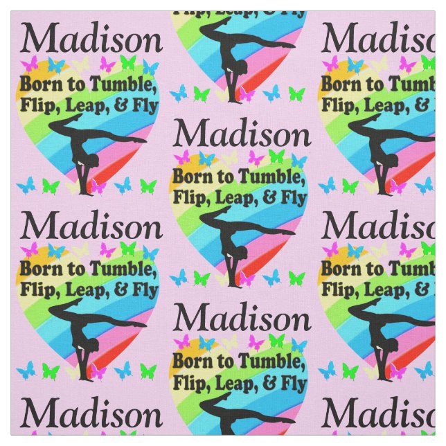 BEAUTIFULLT PERSONLIG ROSA RAINBOW GYMNAST FABRIC TYG (Provkarta)