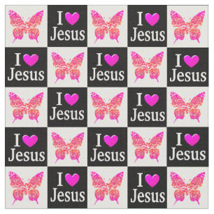 BEAUTIFULLT ROSA BUTTERFLY I KÄRLEK JESUS FABRIC TYG