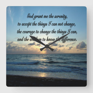 BEAUTIFULLT SERENITET PRAYER OCEAN PHOTO FYRKANTIG KLOCKA