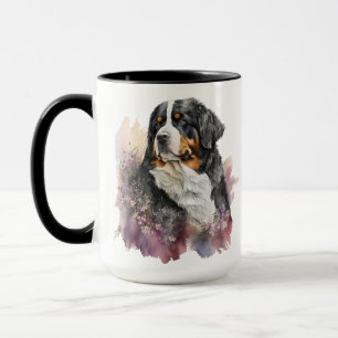 BEAUTIFULLT VATTENFÄRG BERNESE MOUNTAIN HUND MUGG