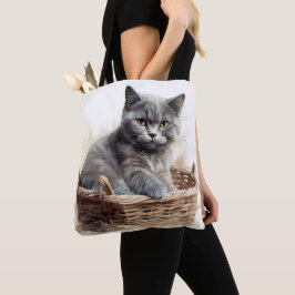 BEAUTIFULLT VATTENFÄRG BRITISH SHORTHAIR CAT TYGKASSE