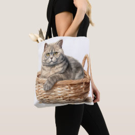 BEAUTIFULLT VATTENFÄRG BRITISH SHORTHAIR CAT TYGKASSE