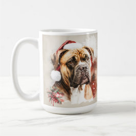 BEAUTIFULLT VATTENFÄRG CHRISTMAS BOXER HUND KAFFEMUGG