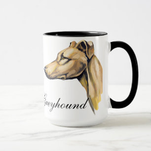 BEAUTIFULLT VATTENFÄRG GREYHOUND HUND MUGG